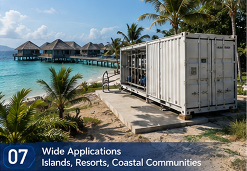 Container‑type seawater desalination system suitable for island water supply