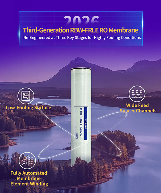 SHUIYI RBW-FRLE 3.0 RO membrane with low-fouling surface, wide feed spacer channels and automated winding
